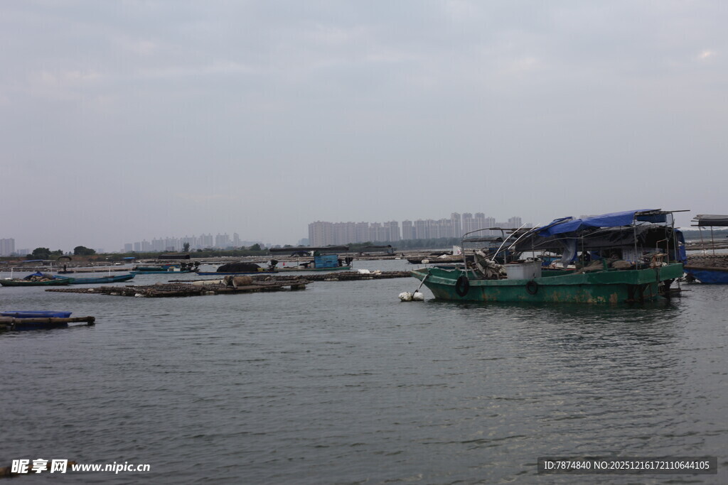 港口停泊的多彩船只