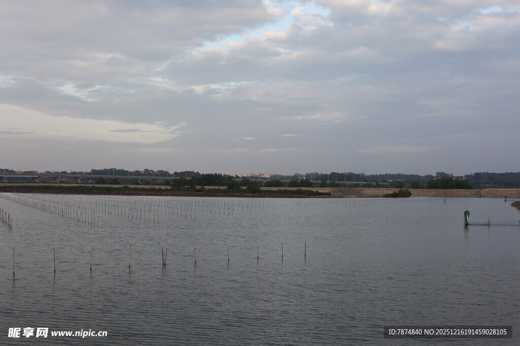 宁静水域与远处天际线