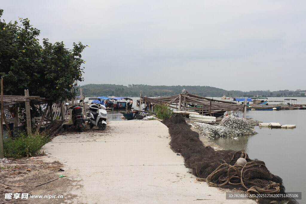 海边小路旁的休闲场景