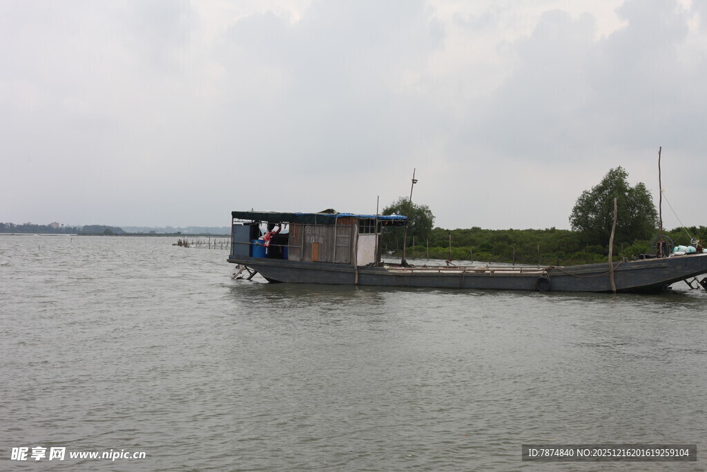水上小屋静谧江畔风光