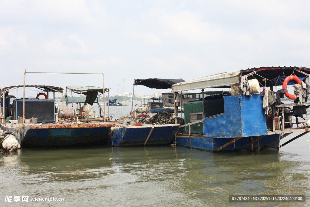 水上停泊的多彩船只