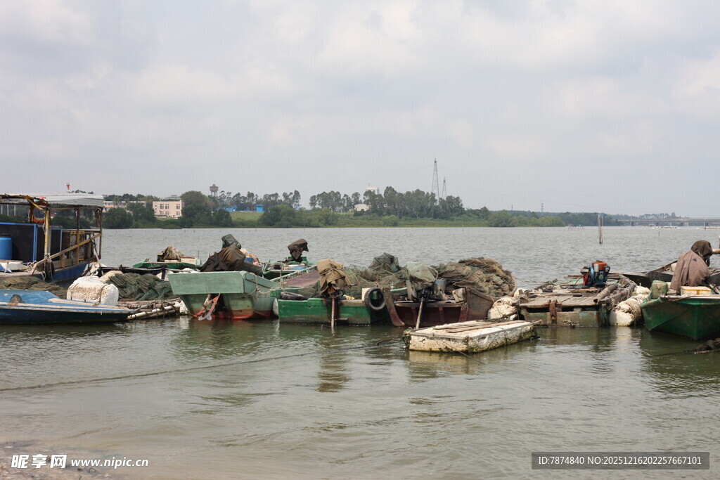 水上船只与岸边景象