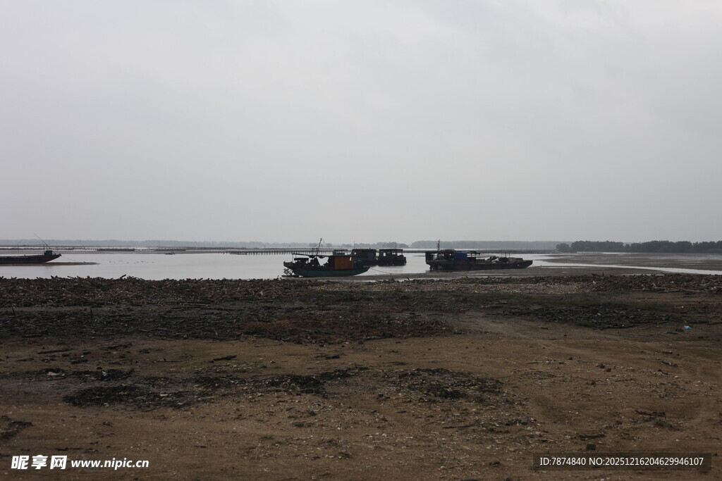 海边停泊的船只景象