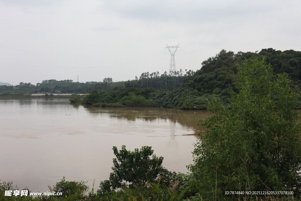 河畔自然风光美景