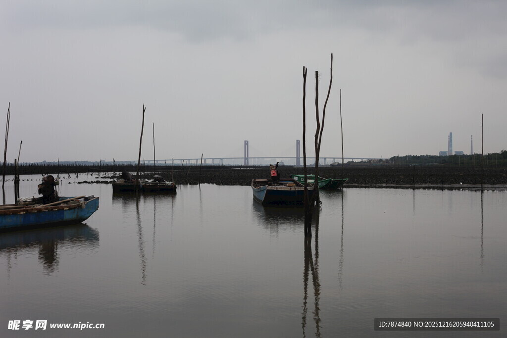 宁静港湾中的停泊船只