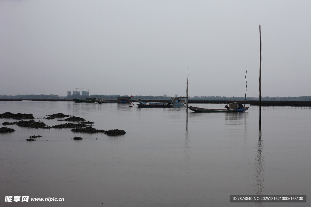 宁静港湾中的停泊船只