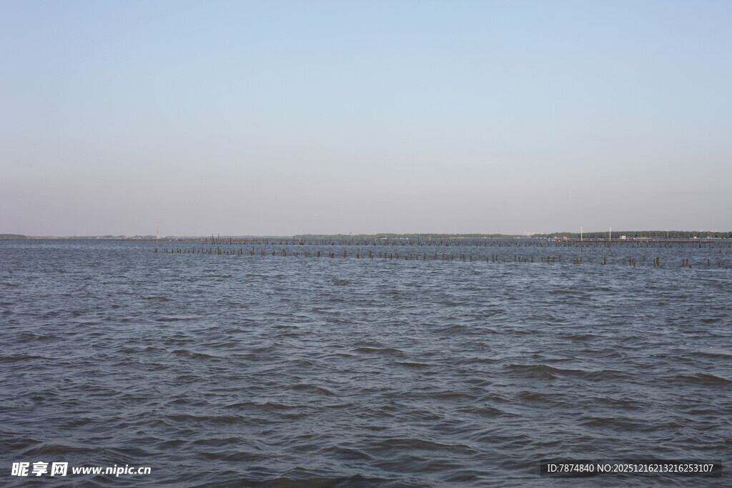 平静湖面的广阔水域景象