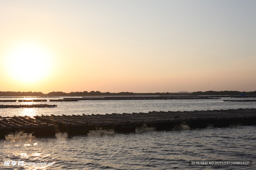 夕阳下的宁静水面景观