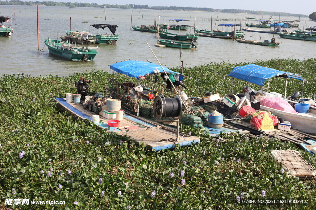 水上休闲场景中的游船游客