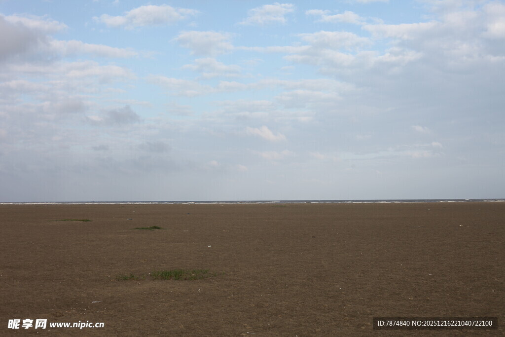 广袤田野与蓝天白云景象