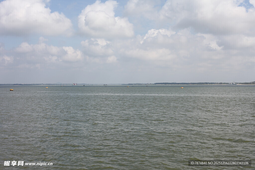 广阔海面与天空的自然景致