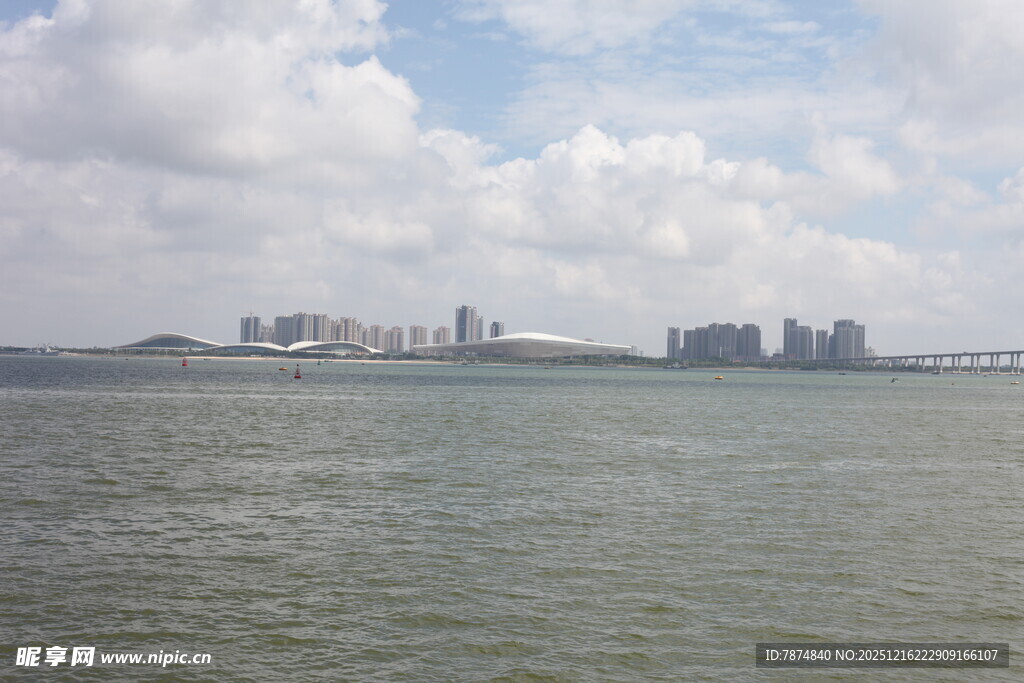 海上远眺城市建筑群