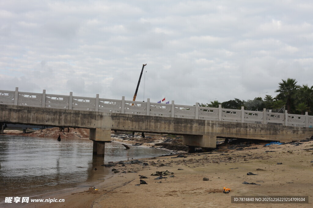海边桥梁建设场景