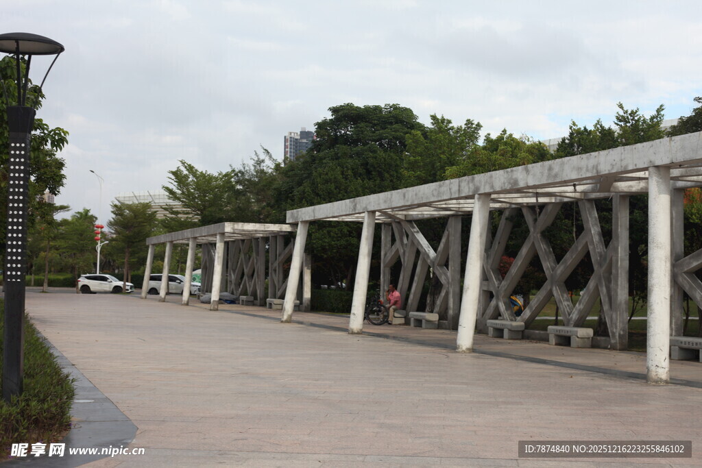户外木质廊架景观
