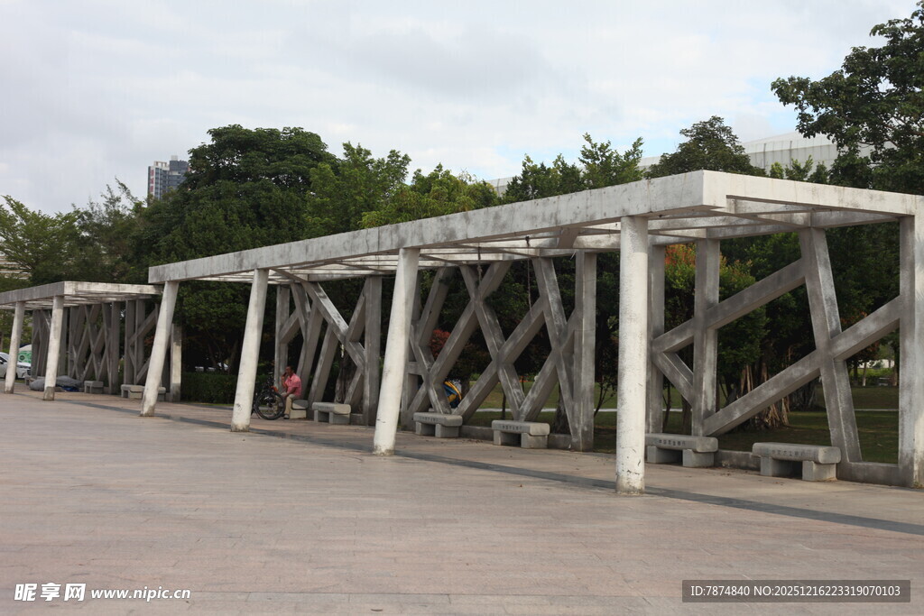 户外木质廊架景观