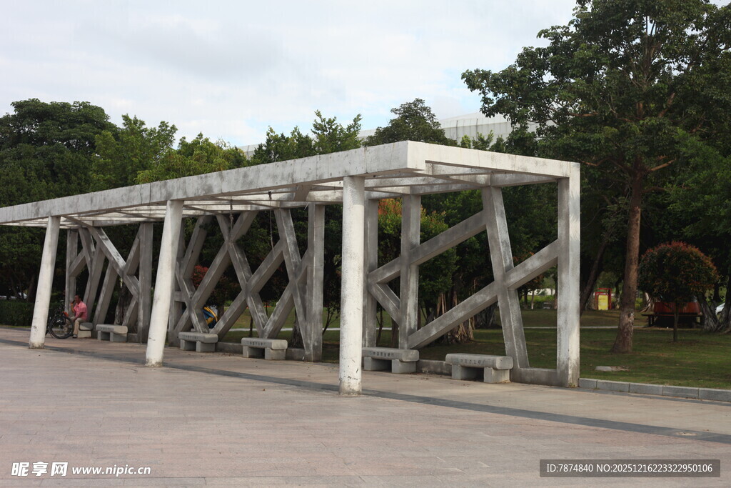 户外木质廊架景观