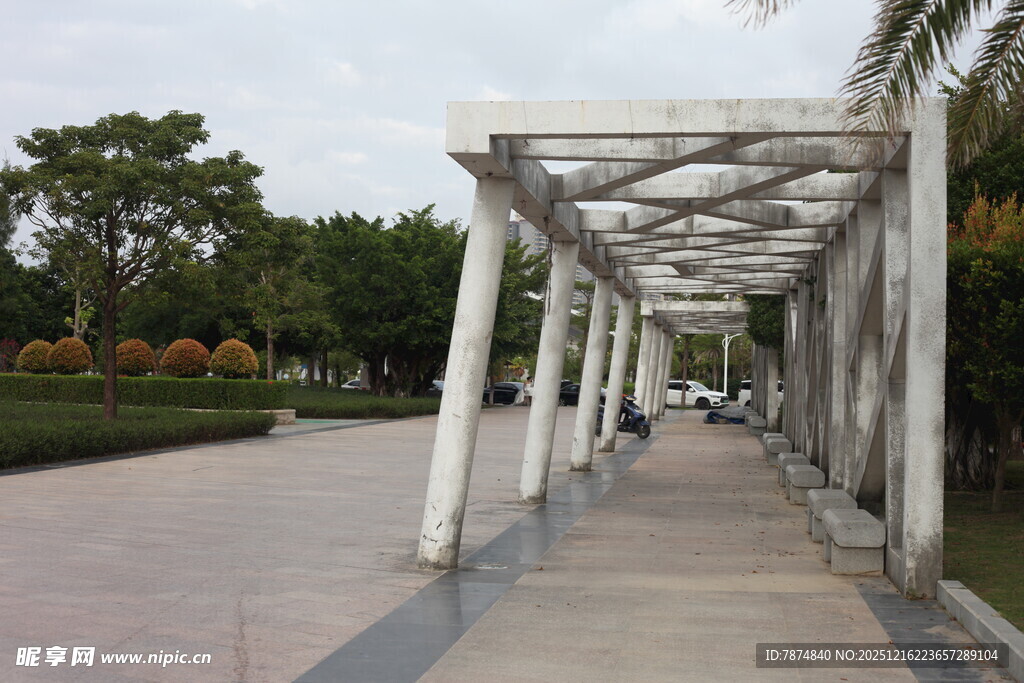 户外木质廊架景观