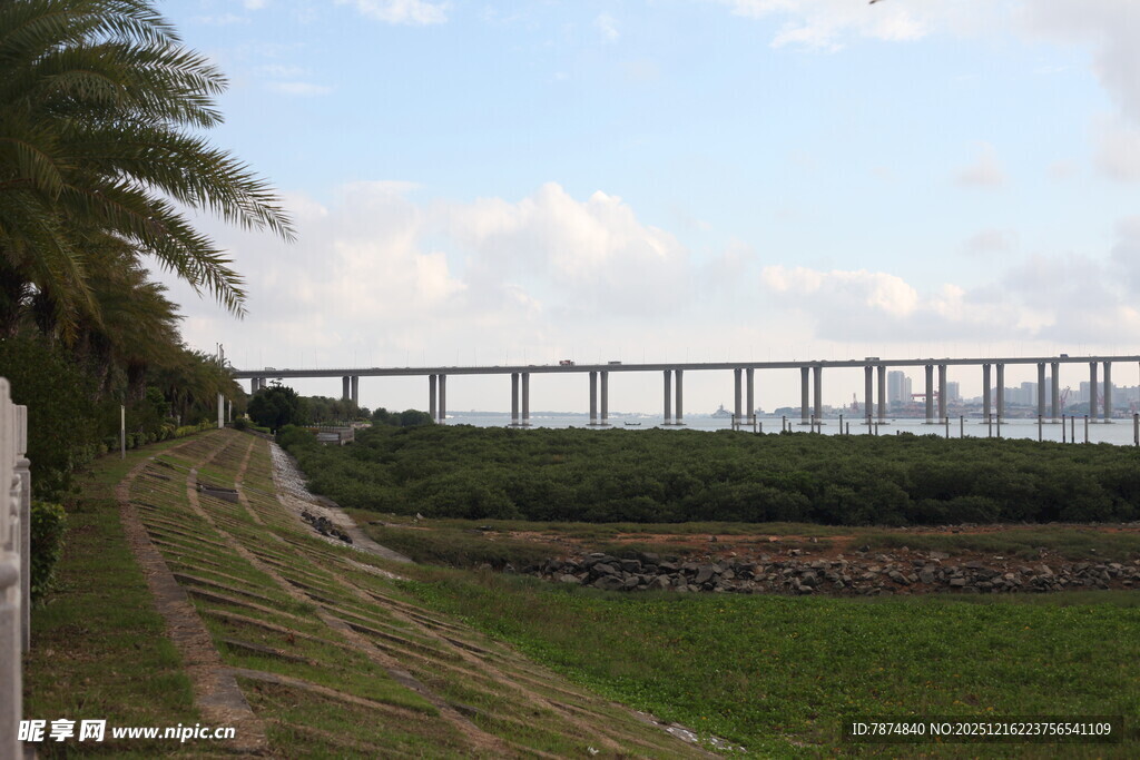 田野边的高架桥远景