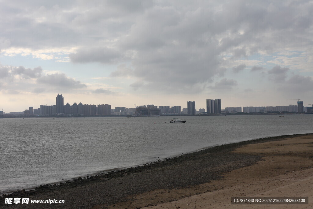 城市滨水风光远景图