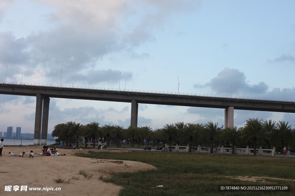 城市高架桥下的开阔风景