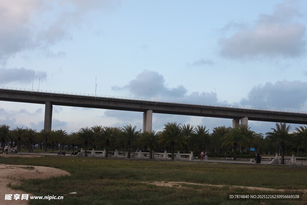 黄昏下的高架桥景观