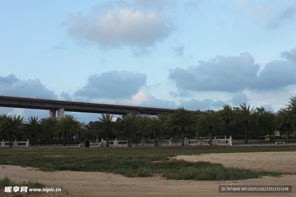 郊外高架桥与田园风光