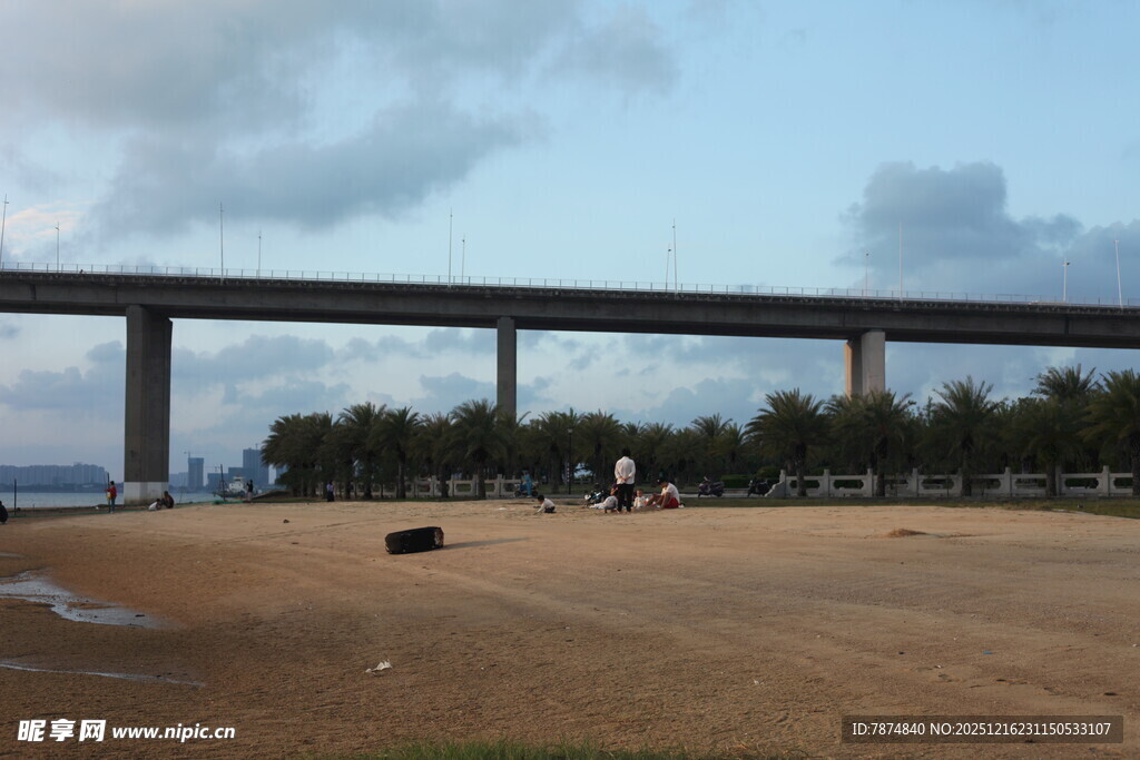 桥边开阔场地风景