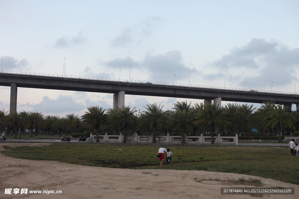 城市公园中的高架桥景观