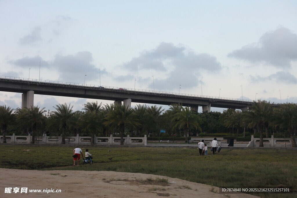 城郊公园与高架桥景观