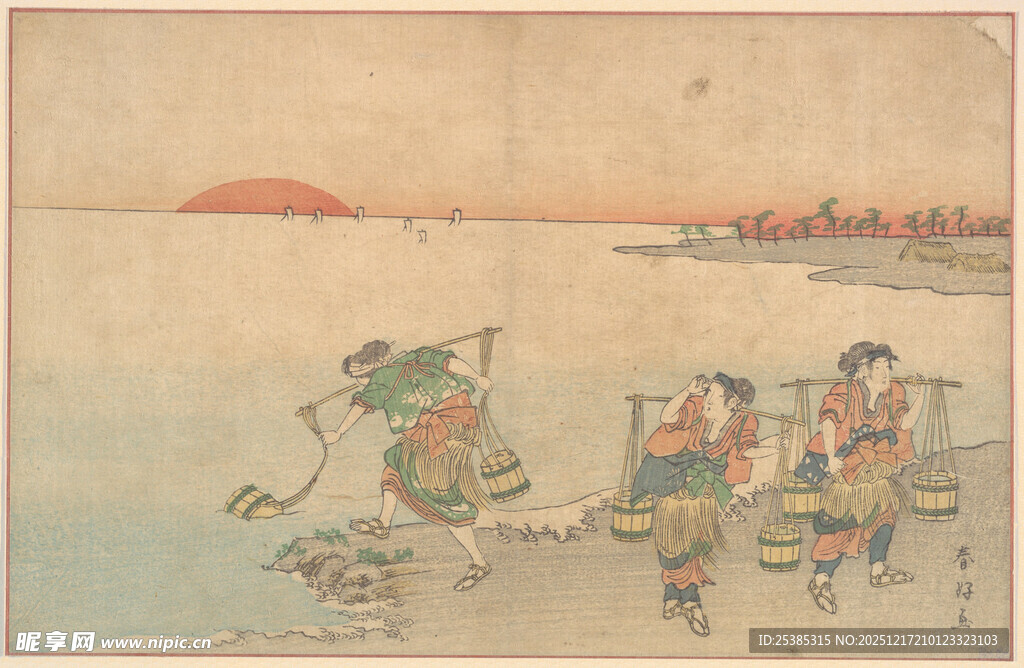 古代人物水边活动场景