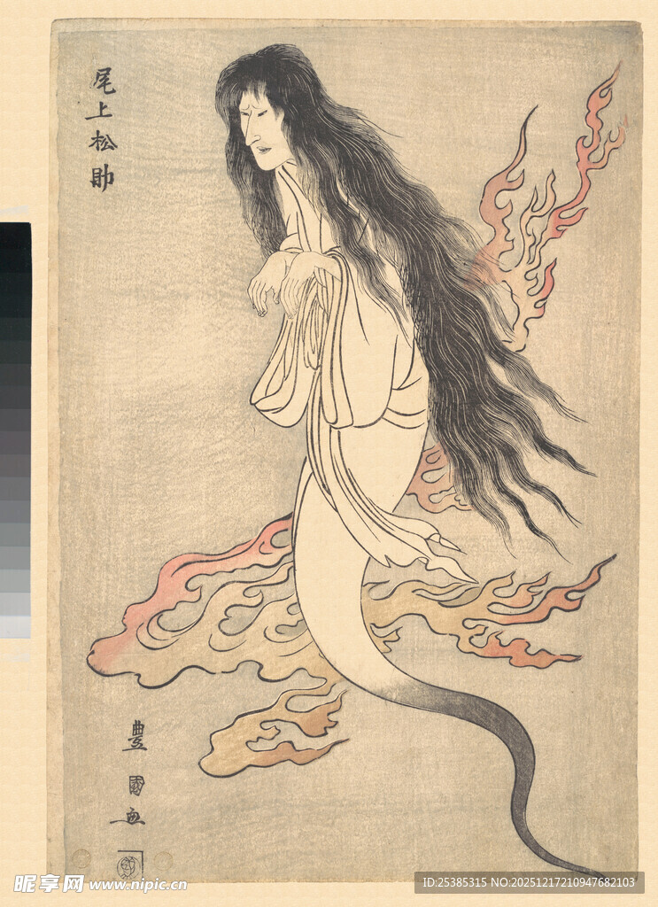 古风长发女子神秘姿态图