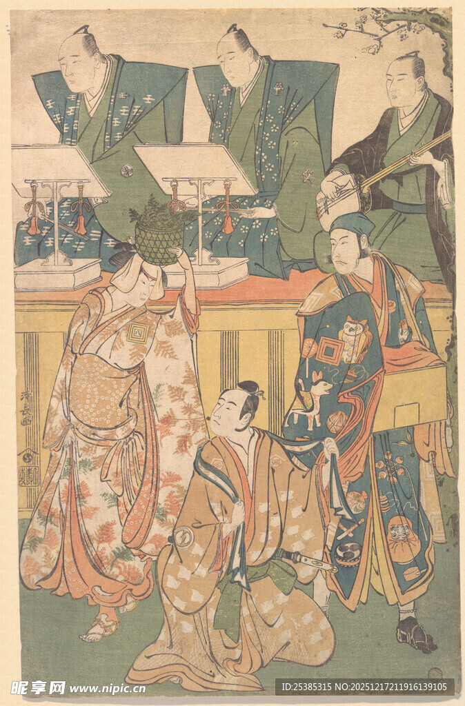 日本传统人物场景绘画