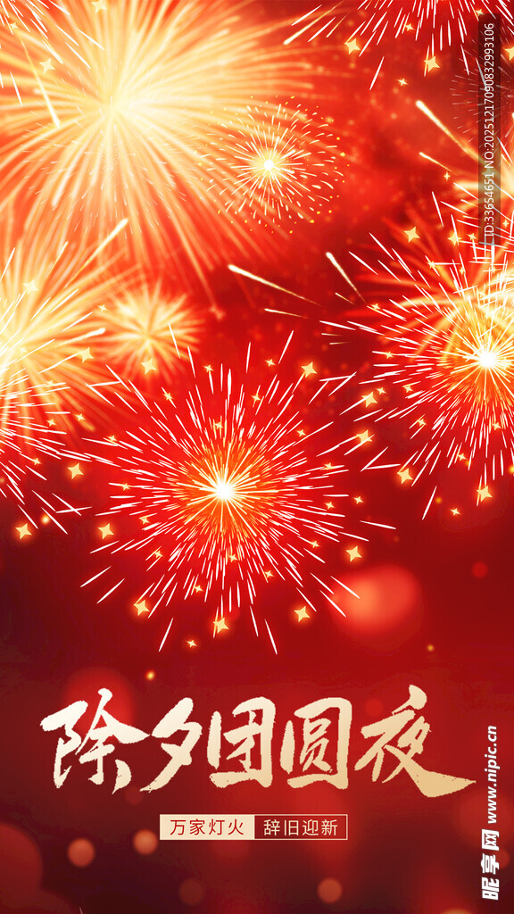 除夕团圆夜烟花绽放海报
