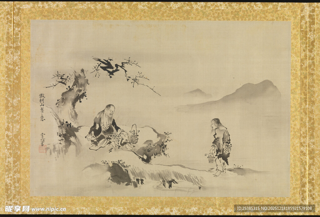 古代山水人物场景图