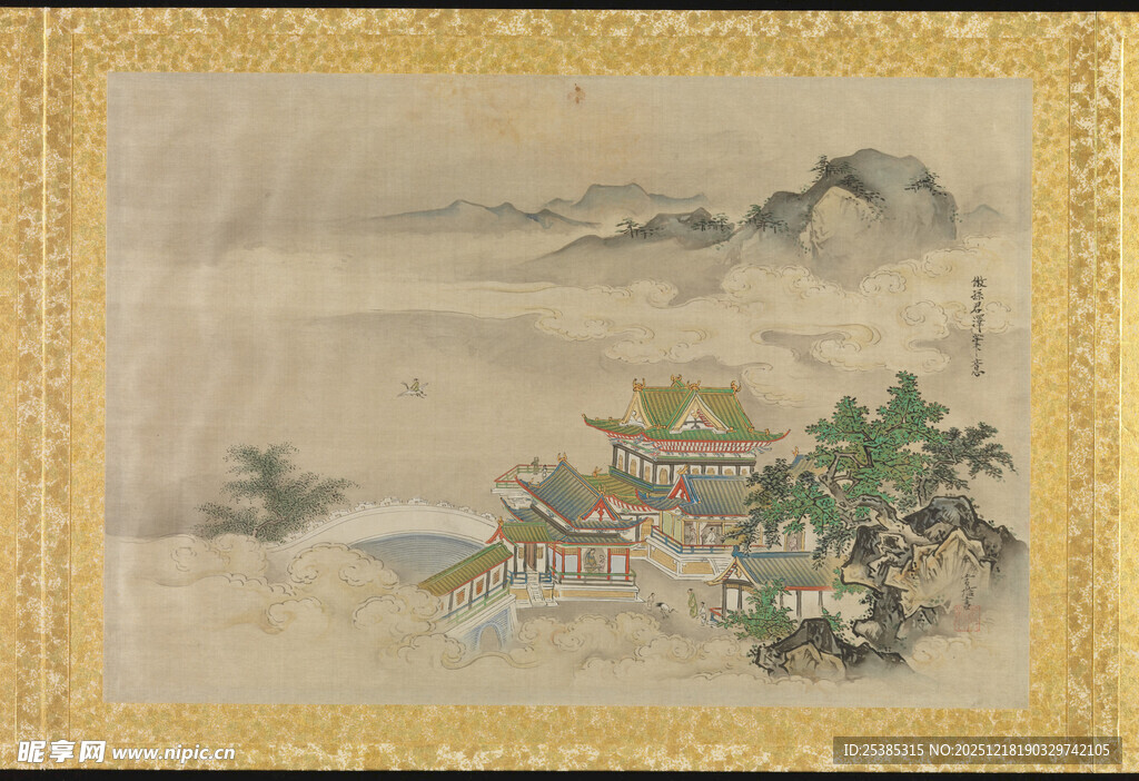 古典山水楼阁国画作品