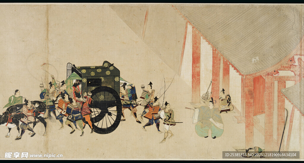 古代战车出征场景图