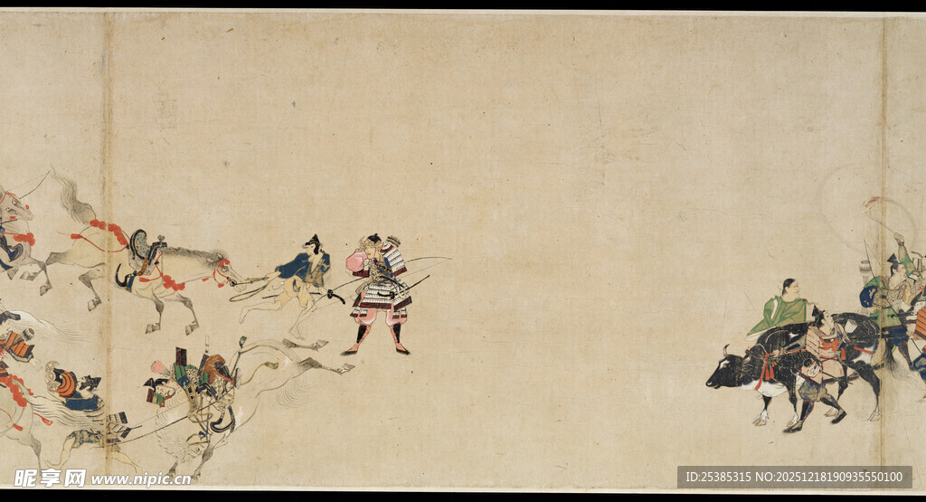 古代狩猎骑马场景图