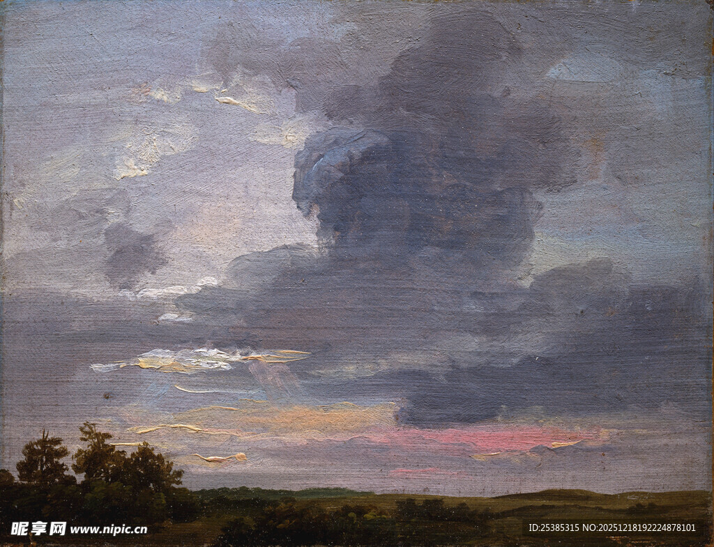 黄昏时分的天空与远方景色