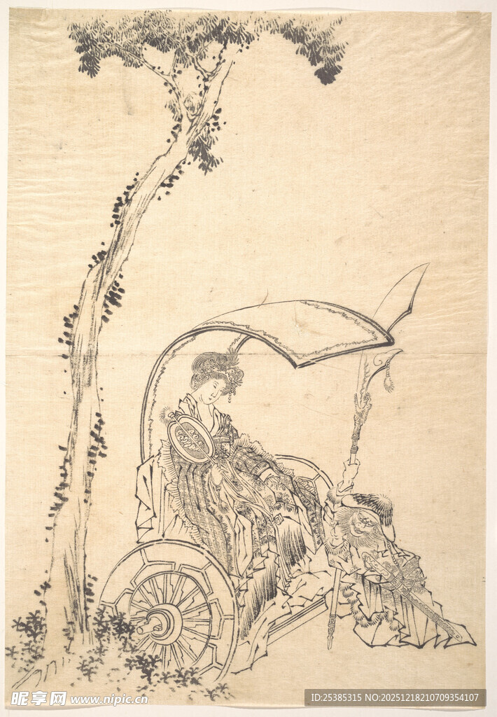 古代人物树下休憩图