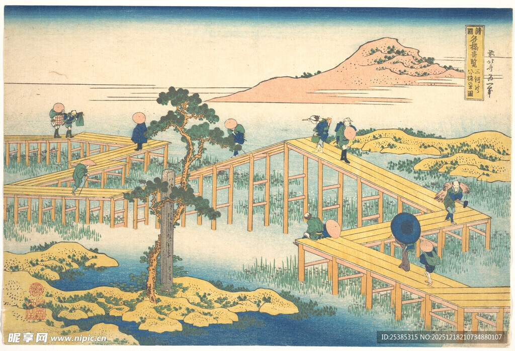 江户风景绘桥畔山水景致