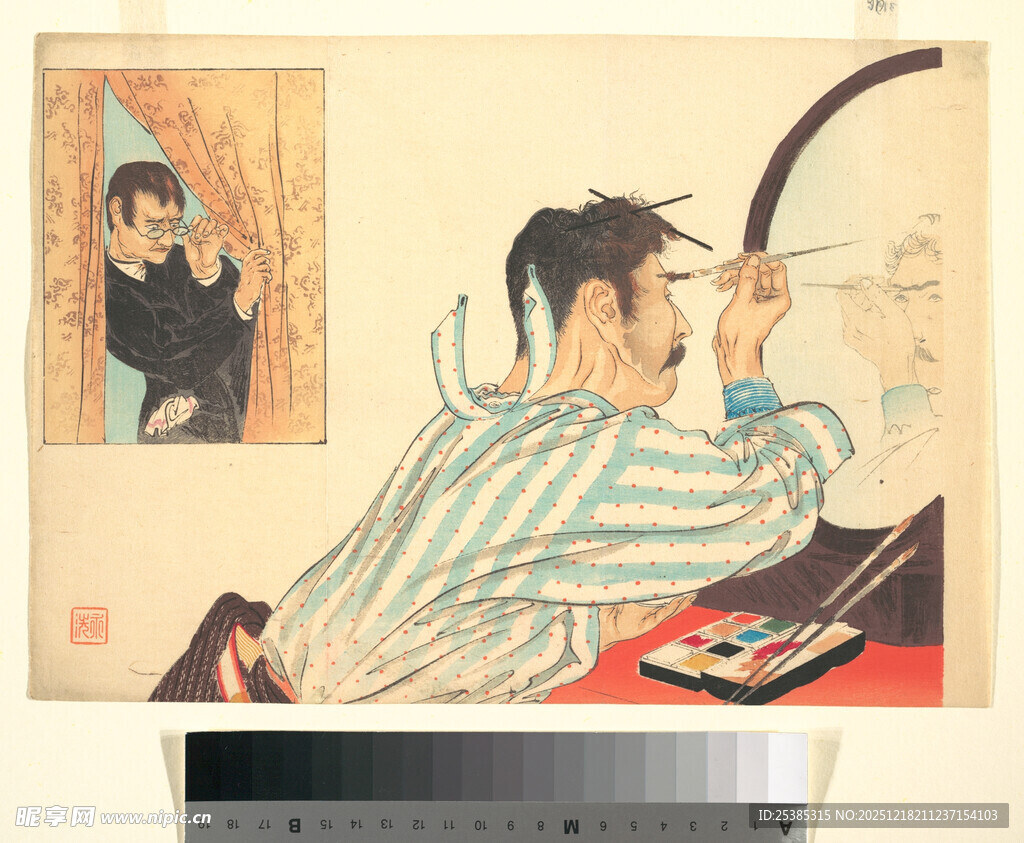 日式射箭场景插画