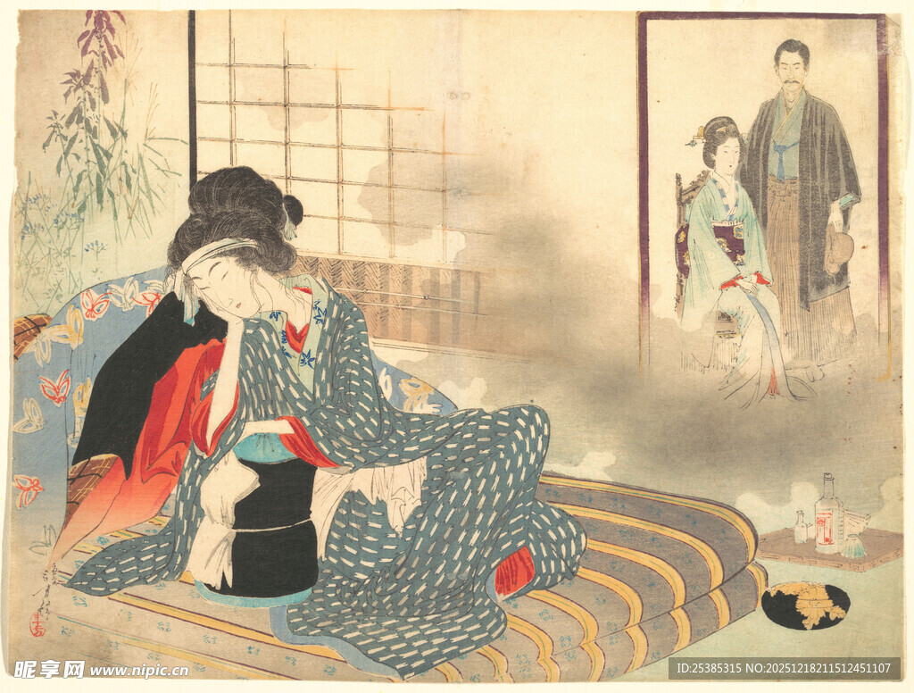 日式传统场景中的人物活动