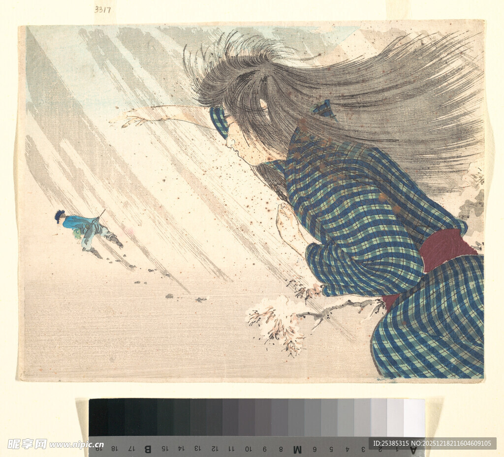 古风少女与飞鸟奇幻场景