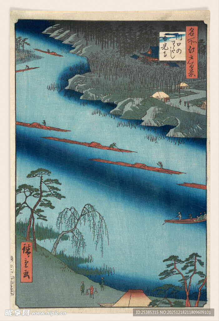 江户风景之河上船只景象