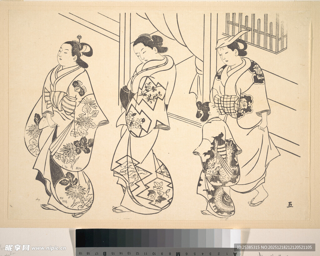 日本传统服饰人物场景图