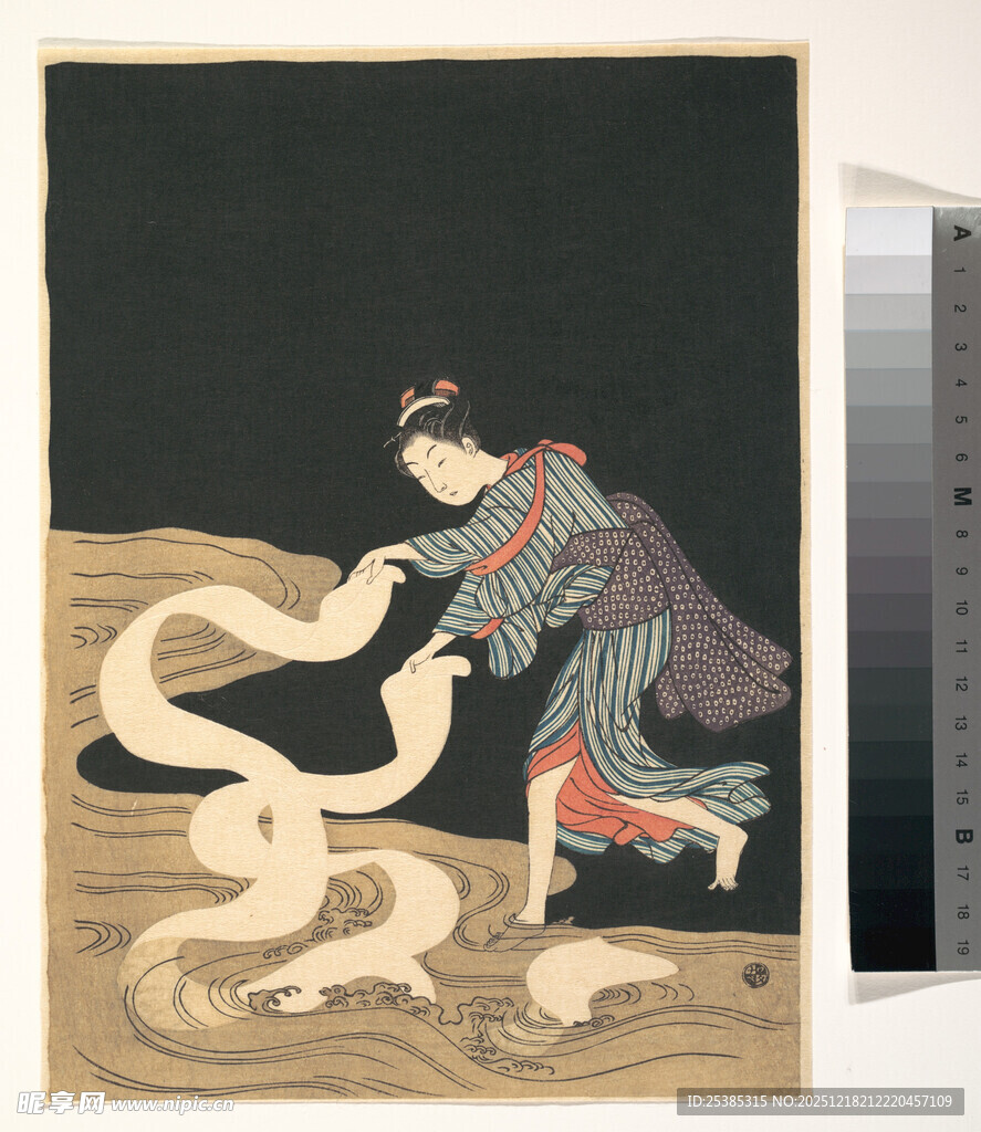 古代人物驭蛇场景图