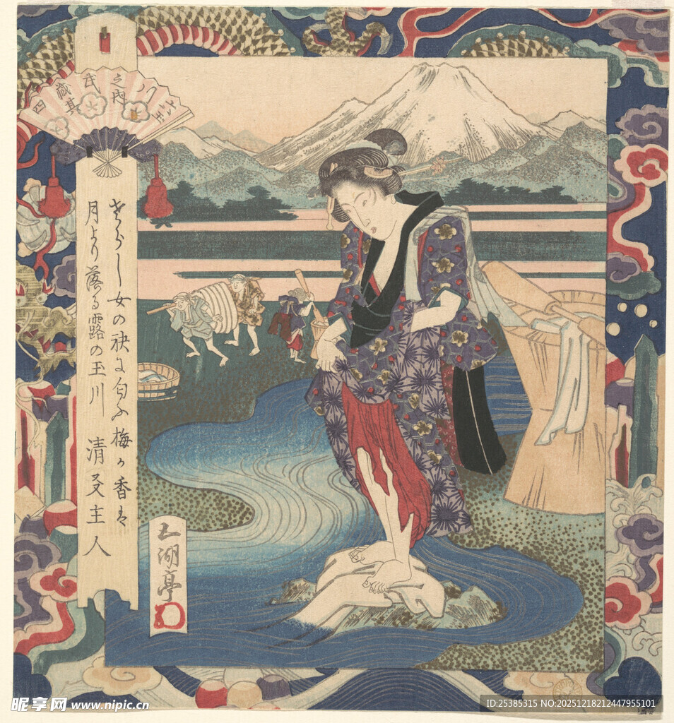 日本浮世绘中的和服女子