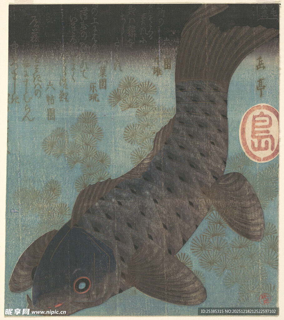 传统日式锦鲤绘画