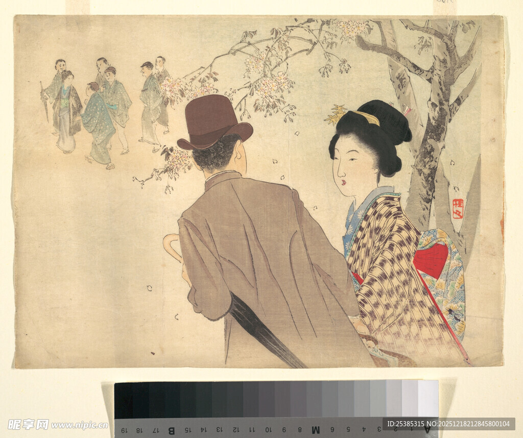 日式古画中的男女场景