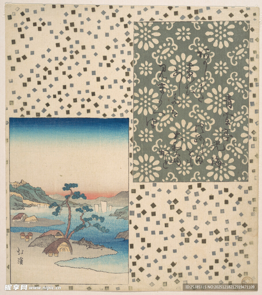 日式复古艺术拼贴图案